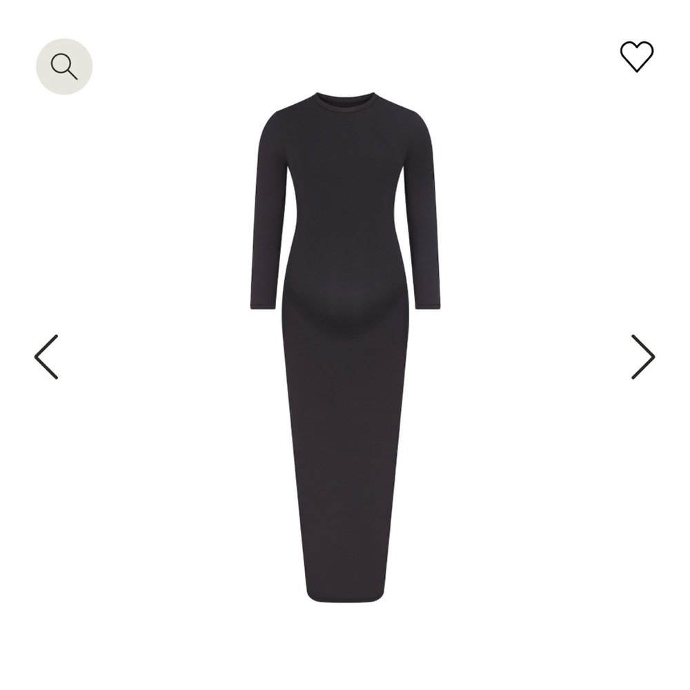 Skims Fits Everybody Maternity Long Sleeve Dress in Black (Onyx)